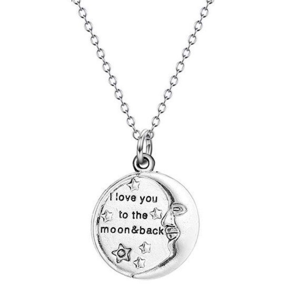NEW "I love you to the moon & back" Silver Pendant Necklace by Celestial 7